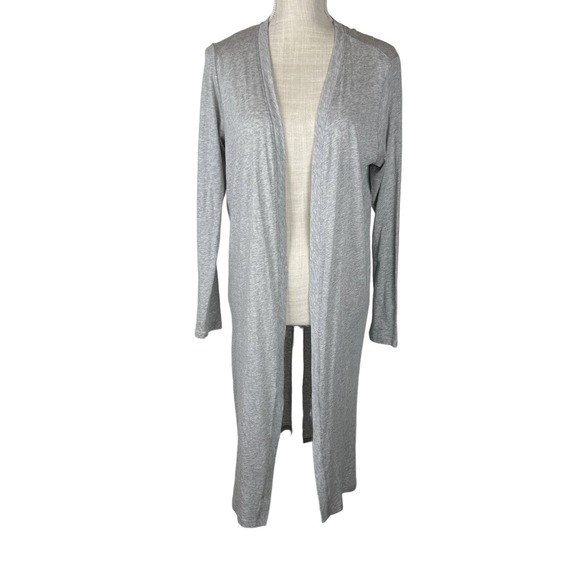 Athleta Camino Wrap Crossover Long Sweater, Gray Size Medium - Picture 1 of 8
